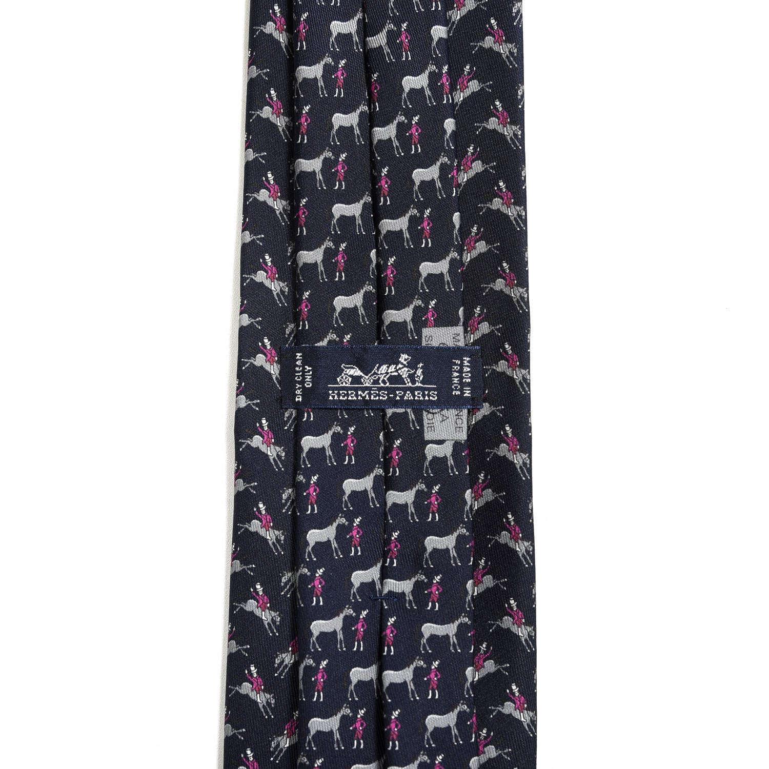 Hermes Printed Silk Mens Neck Tie Bleu 3 of 4