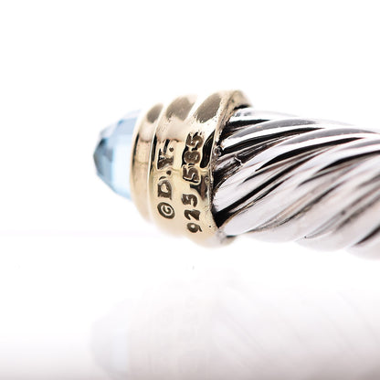 David Yurman Sterling Silver 14K Yellow Gold Blue Topaz 5mm Cable Classics Petite Color Bracelet 5 of 5