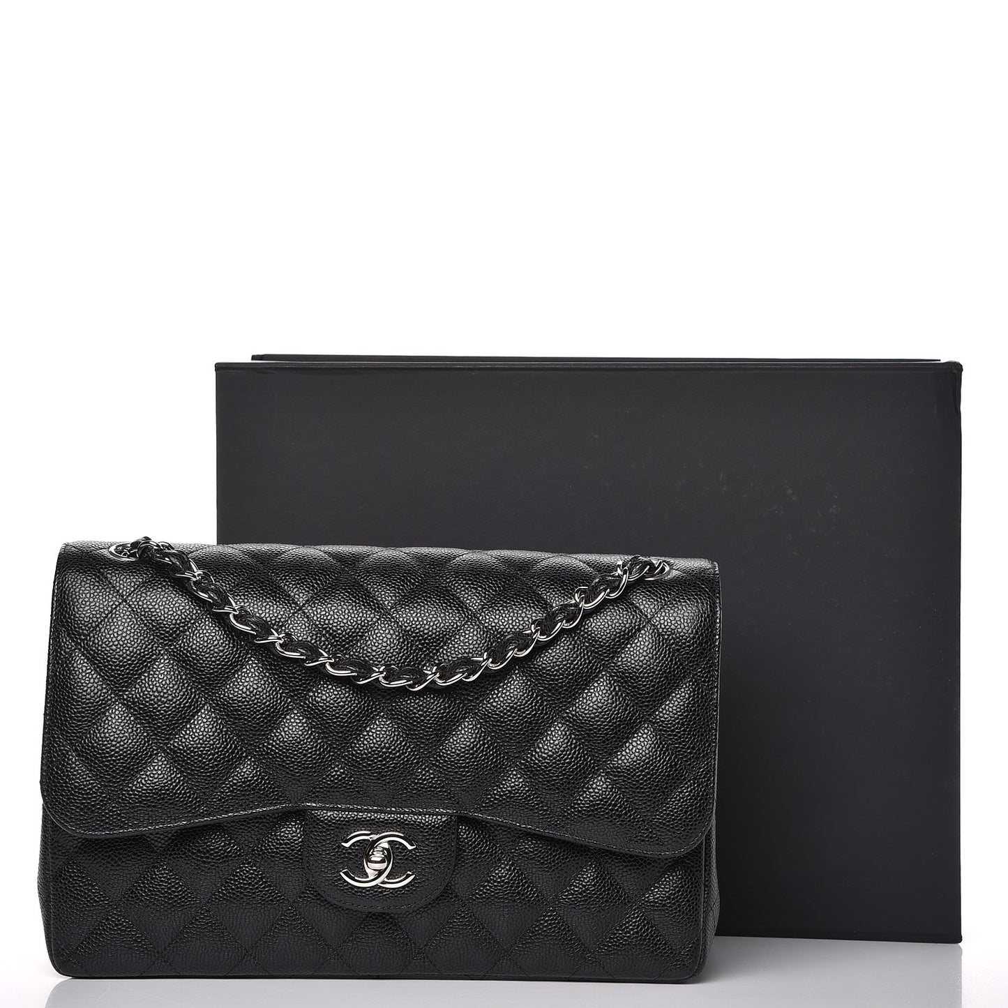 Caviar Quilted Jumbo Double Flap Black