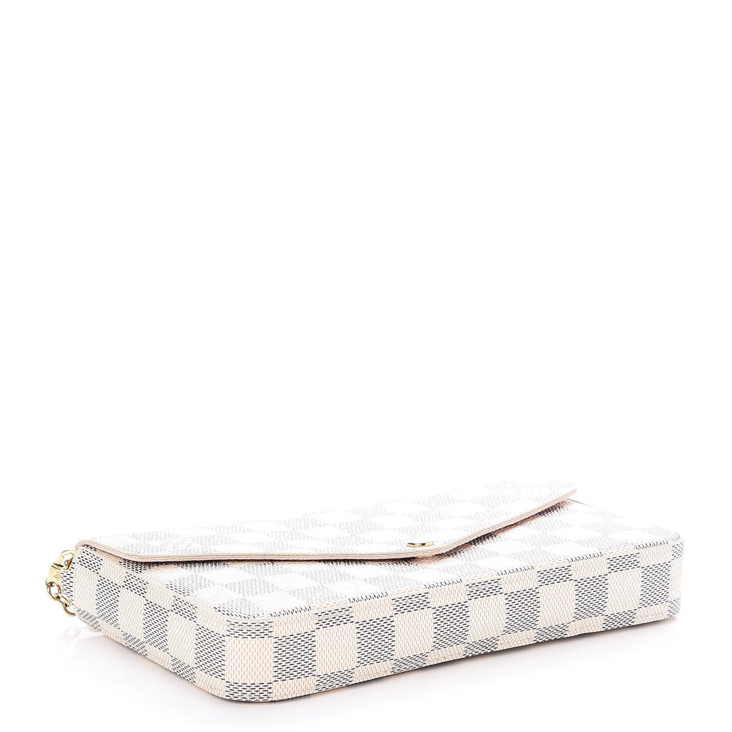Damier Azur Pochette Felicie Chain Wallet Rose Ballerine