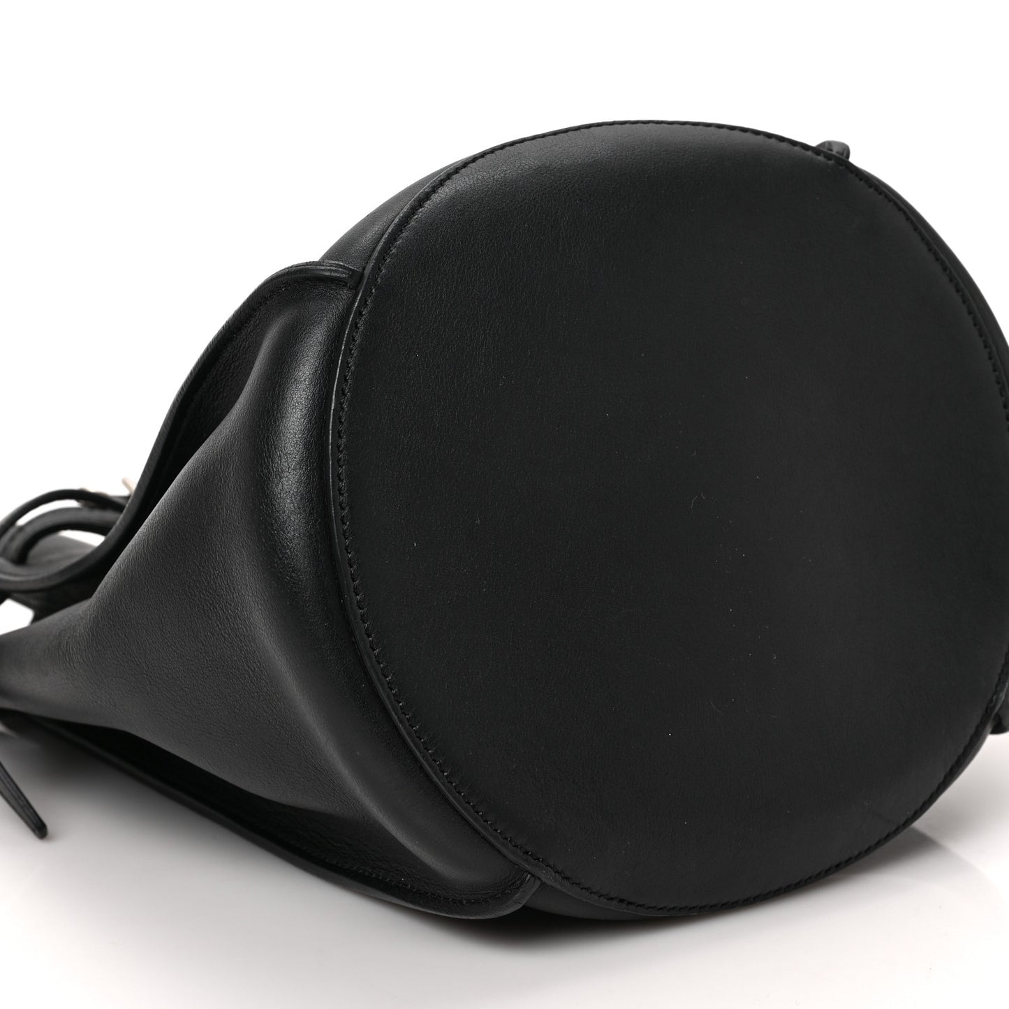 Supple Grained Calfskin Long Strap Big Bag Bucket Black