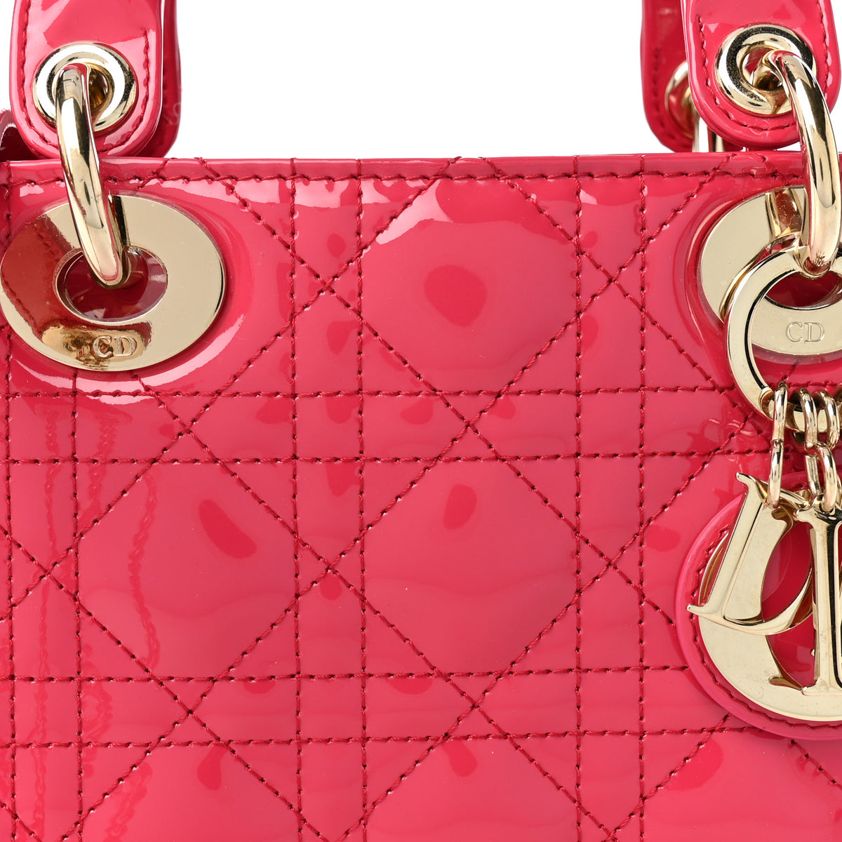 Christian Dior Patent Cannage Mini Lady Dior Pink 8 of 10