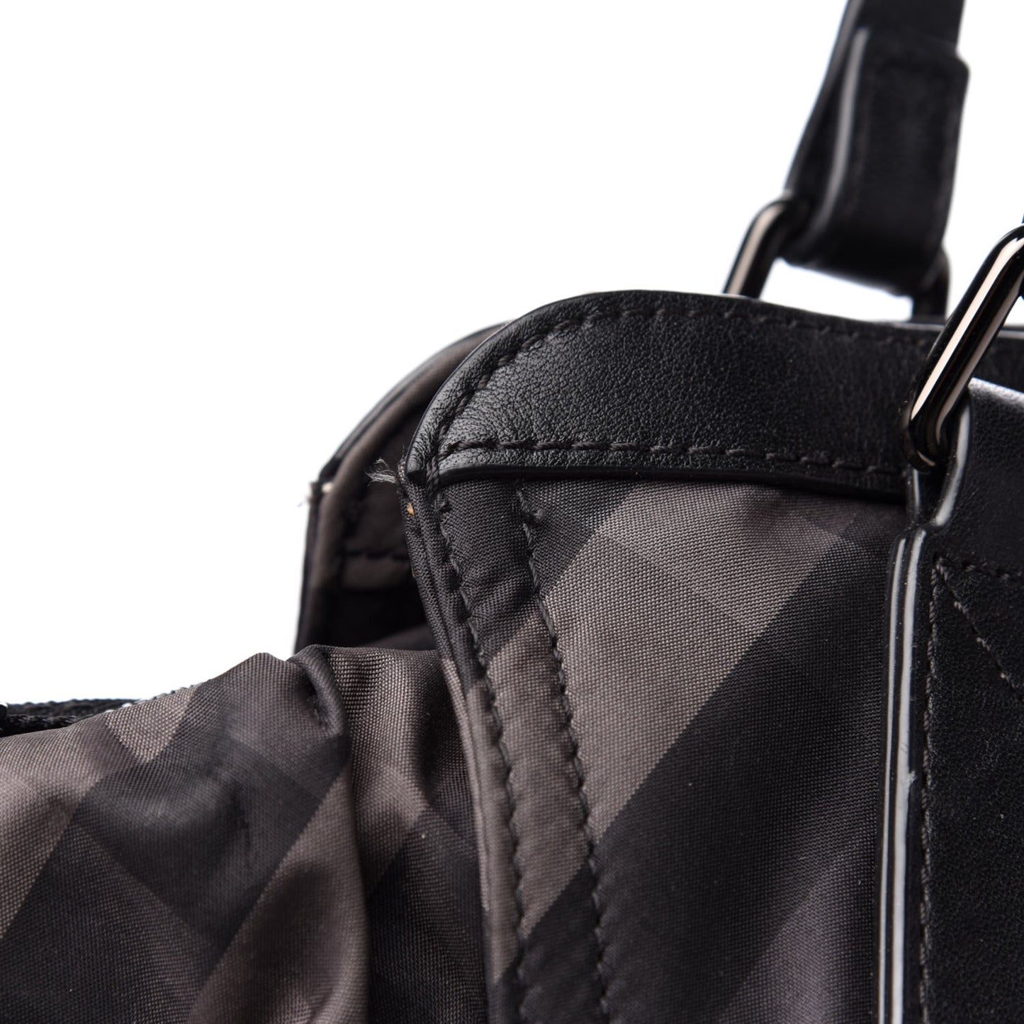 Nylon Check Small Buckleigh Packable Tote Charcoal