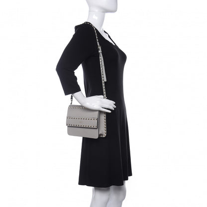 Valentino Garavani Pebbled Calfskin Rockstud Side Slip Crossbody Pastel Grey 2 of 8