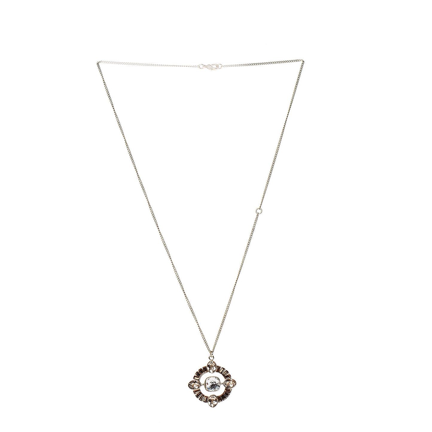Crystal CC Medallion Necklace Light Gold