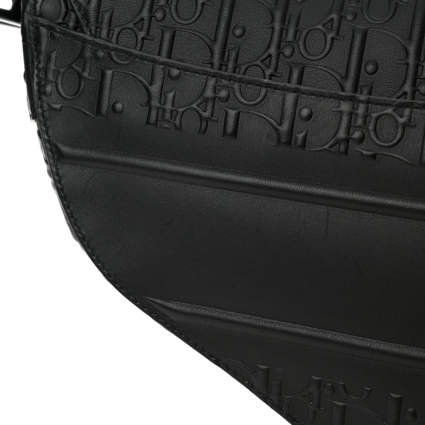 Calfskin Embossed Oblique Saddle Bag Black Black