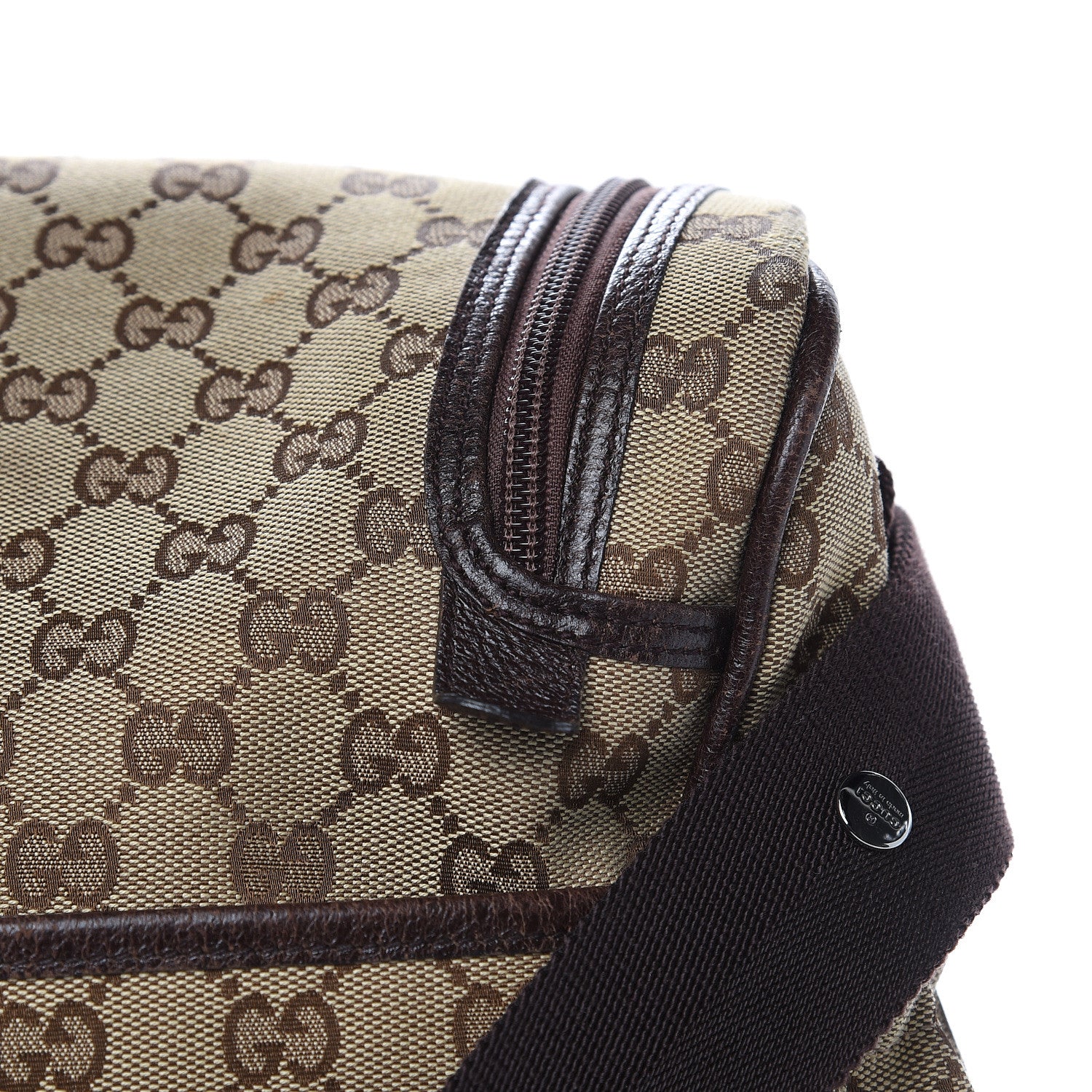 Gucci Monogram Natural Pigskin Large Diaper Bag Beige Ebony Cocoa Dark Chocolate 15 of 17