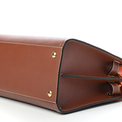 Burberry Calfskin Small Two Handle Title Bag Tan Bright Orange 5 of 8