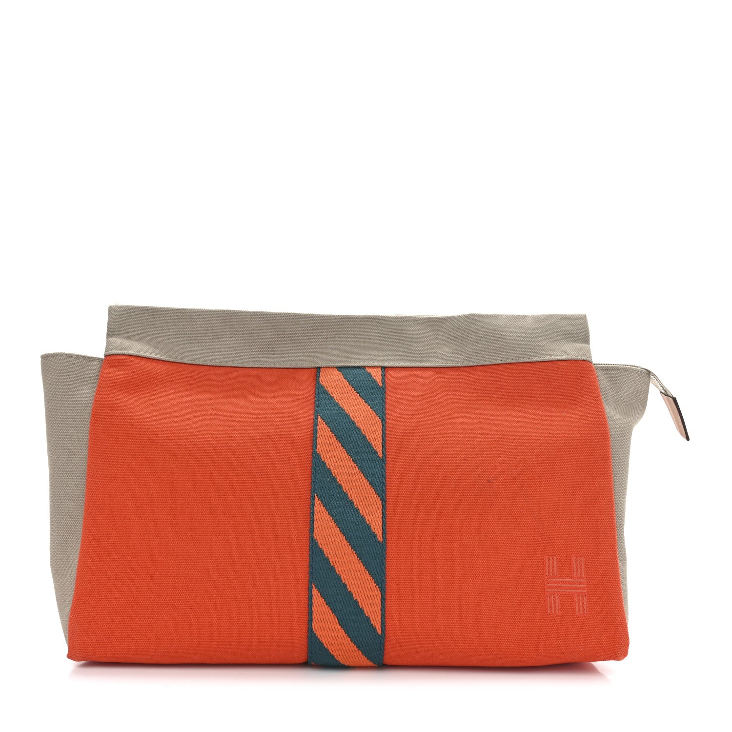 Hermes Canvas Jimetou GM Orange Feu Gris Ponce 1 of 9