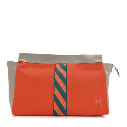 Hermes Canvas Jimetou GM Orange Feu Gris Ponce 1 of 9