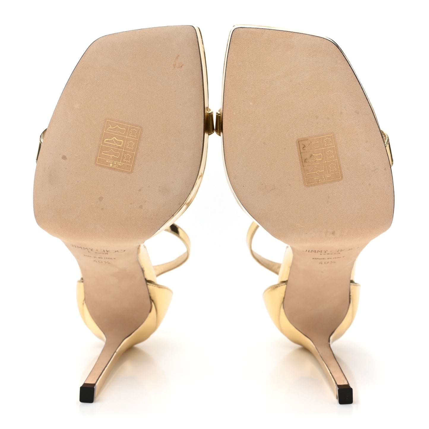 Metallic Calfskin Alva 120 Sandals 40.5 Gold