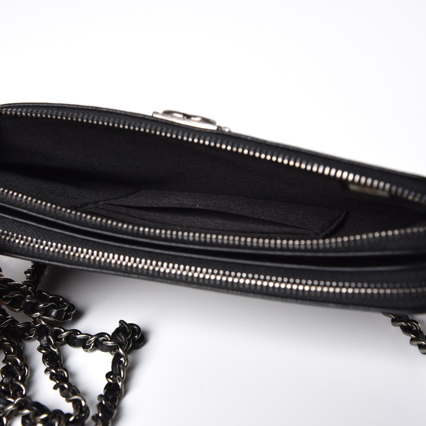 Caviar Quilted Small Boy Clutch With Chain Black