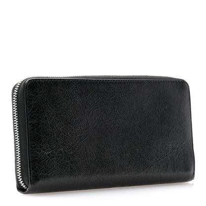 Balenciaga Agneau Classic Silver Hardware Continental Zip Around Wallet Black 3 of 11