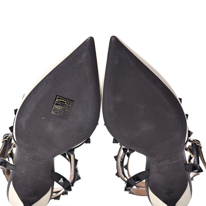 Valentino Garavani Calfskin Rockstud Ankle Strap 65mm Pumps 39.5 Light Ivory Black 8 of 8