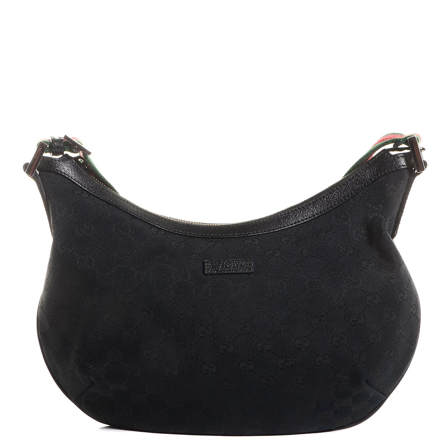 Gucci Monogram Web Medium Half Moon Hobo Black 1 of 9
