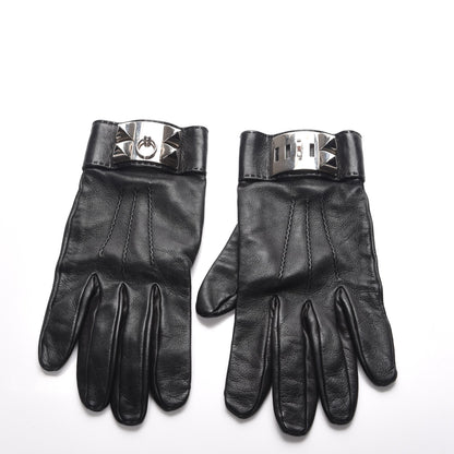 Hermes Lambskin Collier De Chien Gloves Black 8 2 of 6