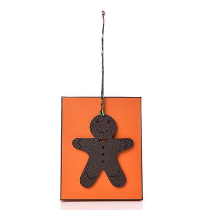 Hermes Taurillon Clemence Epsom Petit H Gingerbread Bag Charm Chocolate 4 of 4