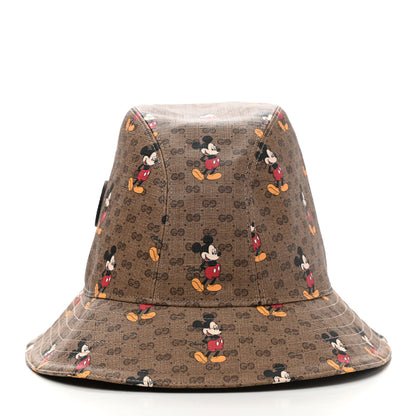 Gucci X DISNEY Mini Vintage GG Supreme Monogram Mickey Mouse Trent Bucket Hat XL Beige Ebony Yellow 4 of 9
