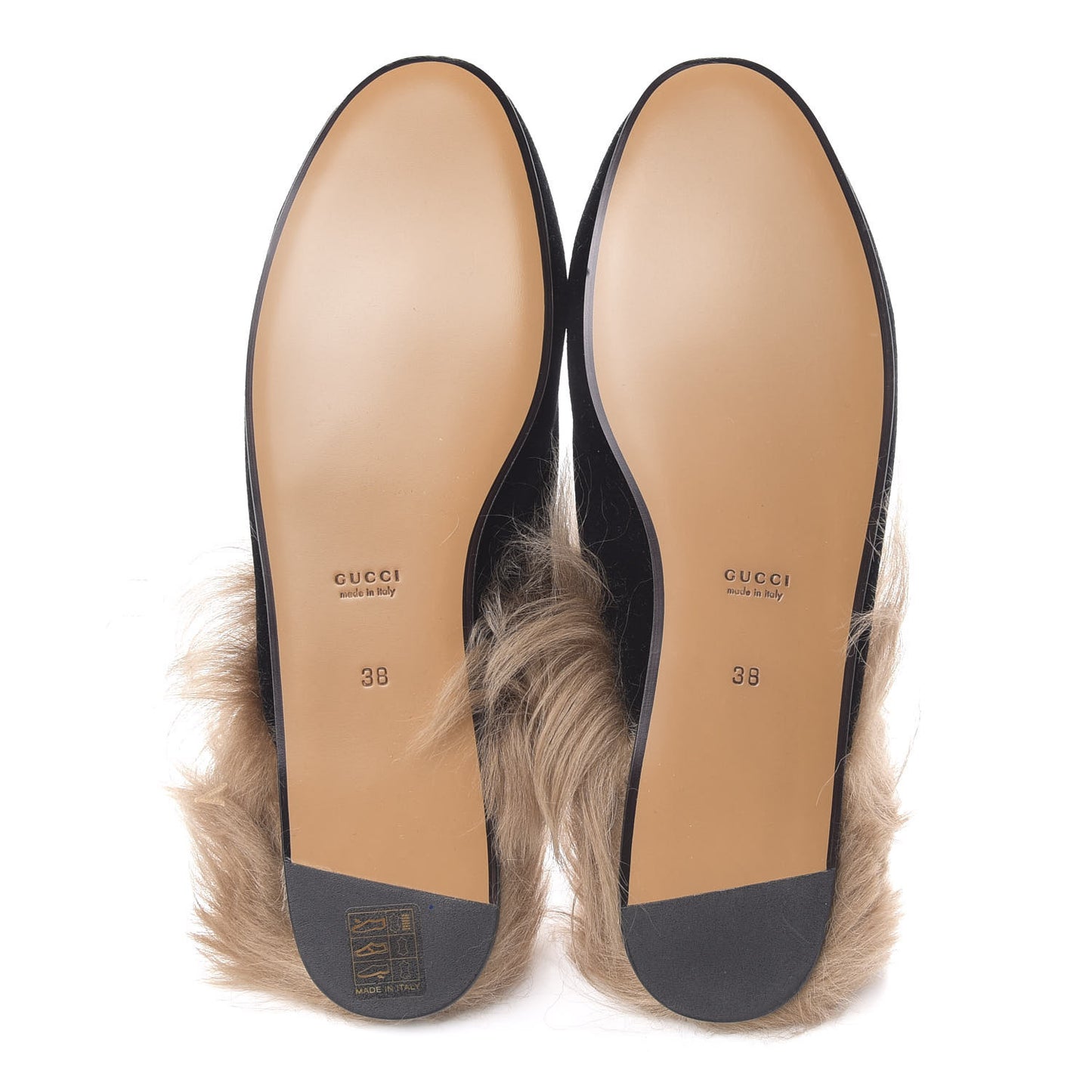 Velvet Fur Womens Princetown Slippers 38 Black