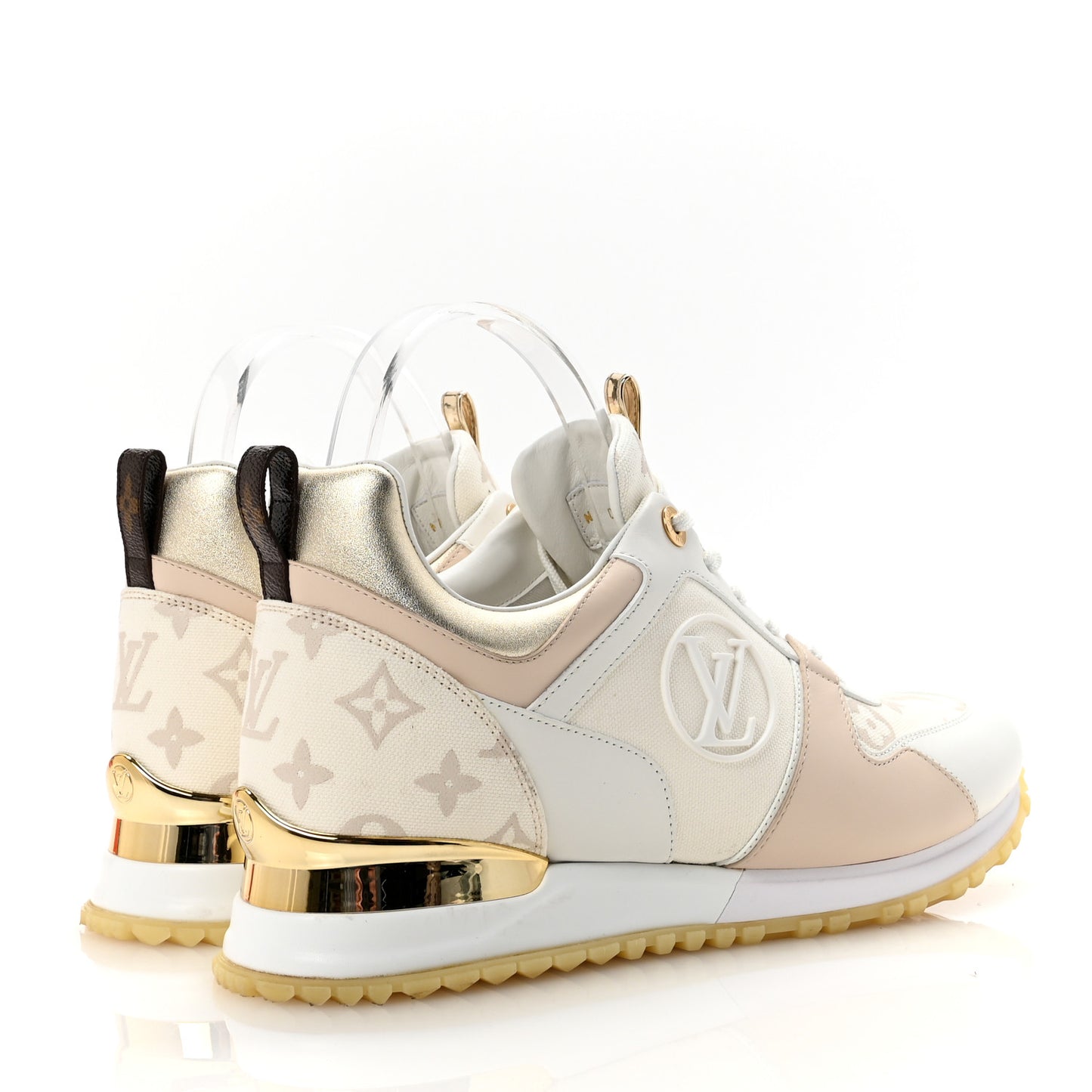 Monogram Calfskin Run Away Sneakers 40.5 Beige Gold