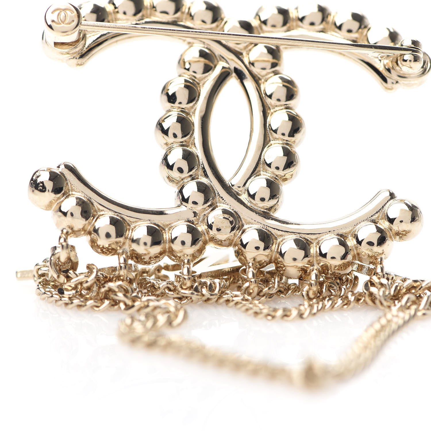 Chanel Metal Crystal Bow-tiful CC Chain Brooch Gold 3 of 4