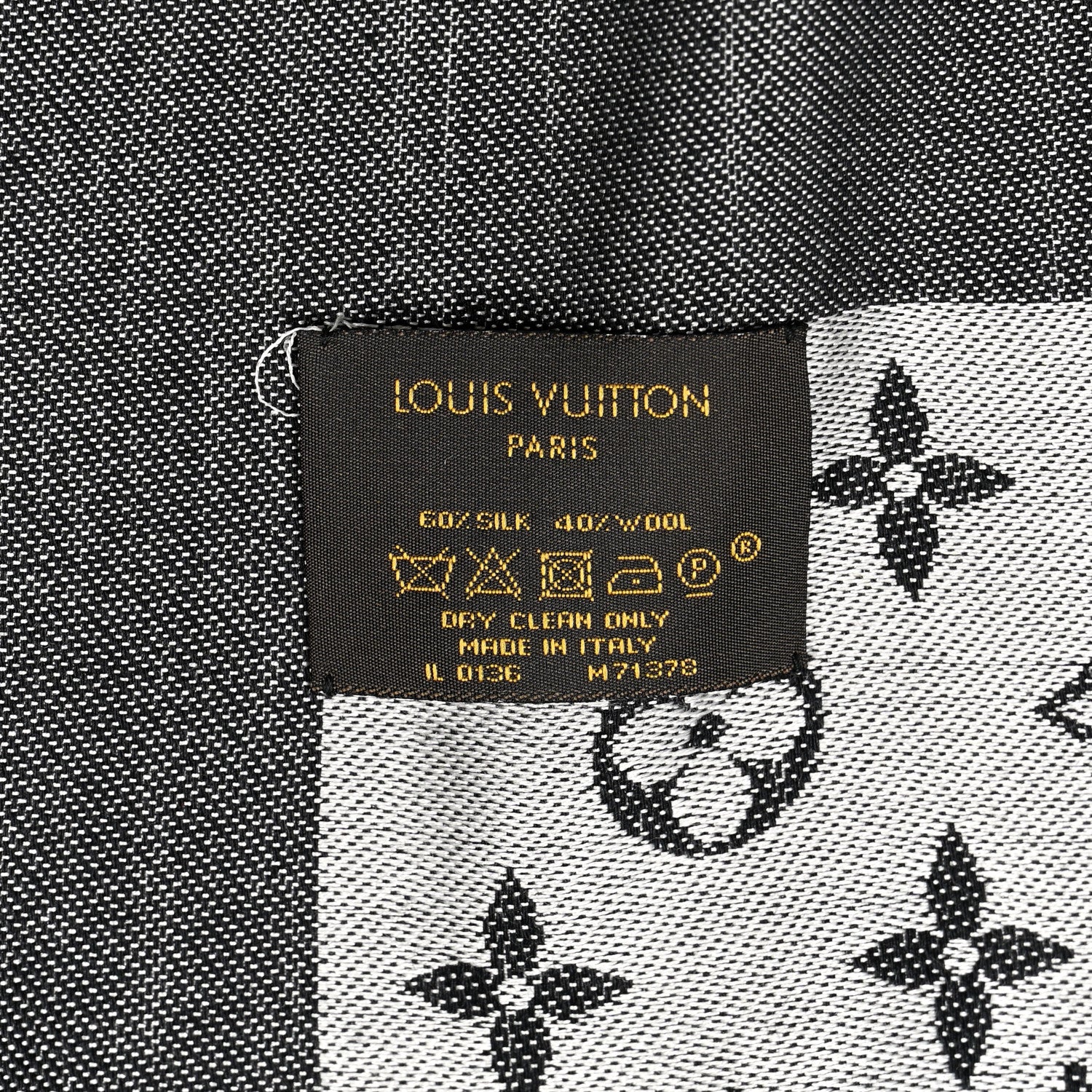 Louis Vuitton Silk Wool Monogram Denim Shawl Black 3 of 5