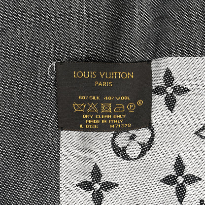 Louis Vuitton Silk Wool Monogram Denim Shawl Black 3 of 5