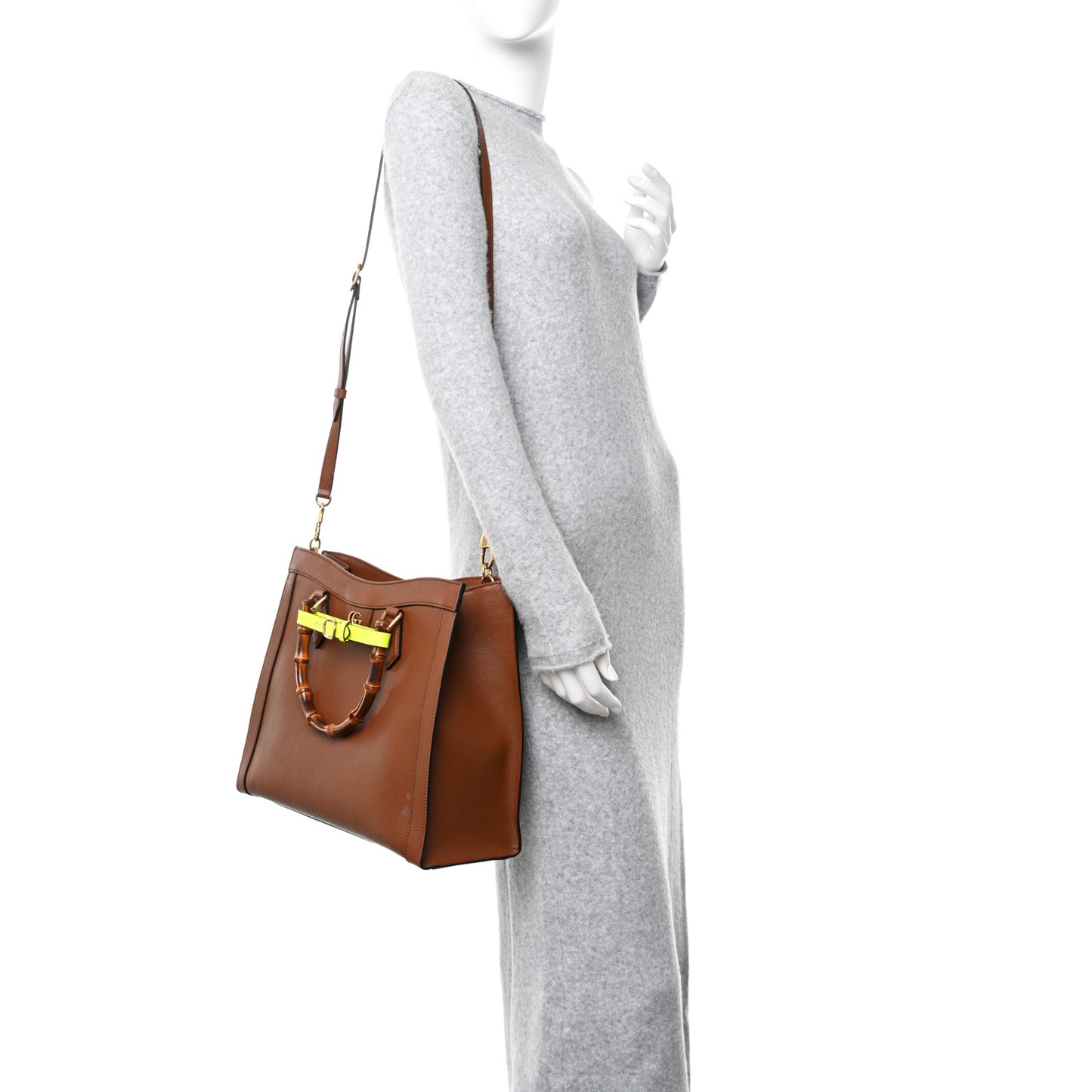 Wonka Grain Calfskin Medium Diana Tote Bag Cuir Yellow Fluo