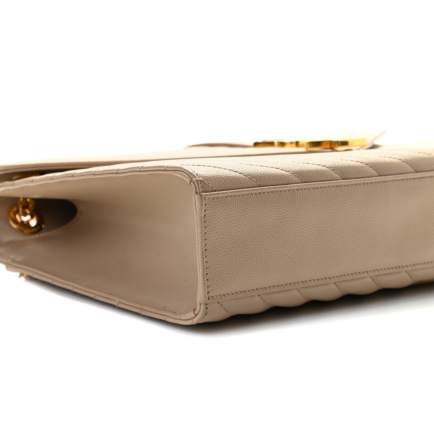 Saint Laurent Grain De Poudre Matelasse Chevron Large Monogram Satchel Dark Beige 5 of 12