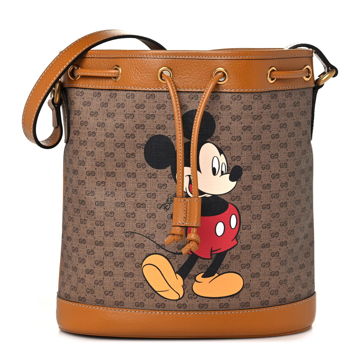 X DISNEY Mini Vintage GG Supreme Monogram Bucket Bag Beige Vintage Sun Oil