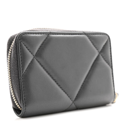 Chanel Lambskin Quilted Chanel 19 Zip Around Coin Purse Wallet Dark Grey 3 of 10