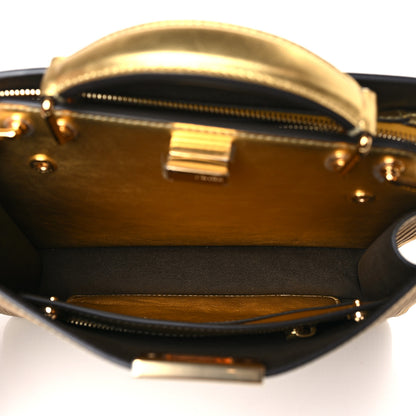 Fendi X VERSACE Vitello Laminato Nappa Perforated Fendace FF Baroque Medium Peekaboo I SEE U Satchel Gold 6 of 9