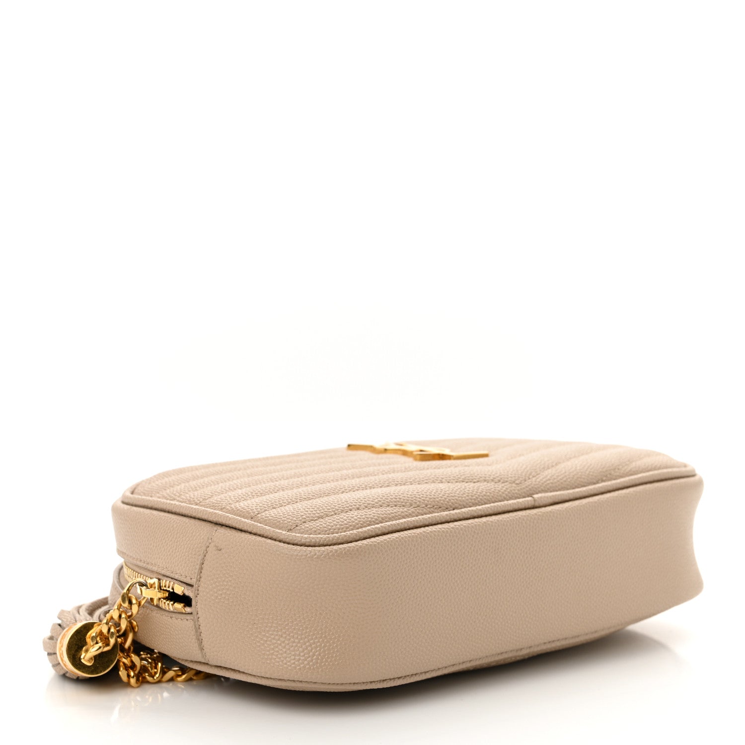 Saint Laurent Grain De Poudre Matelasse Monogram Mini Lou Camera Bag Dark Beige 4 of 10