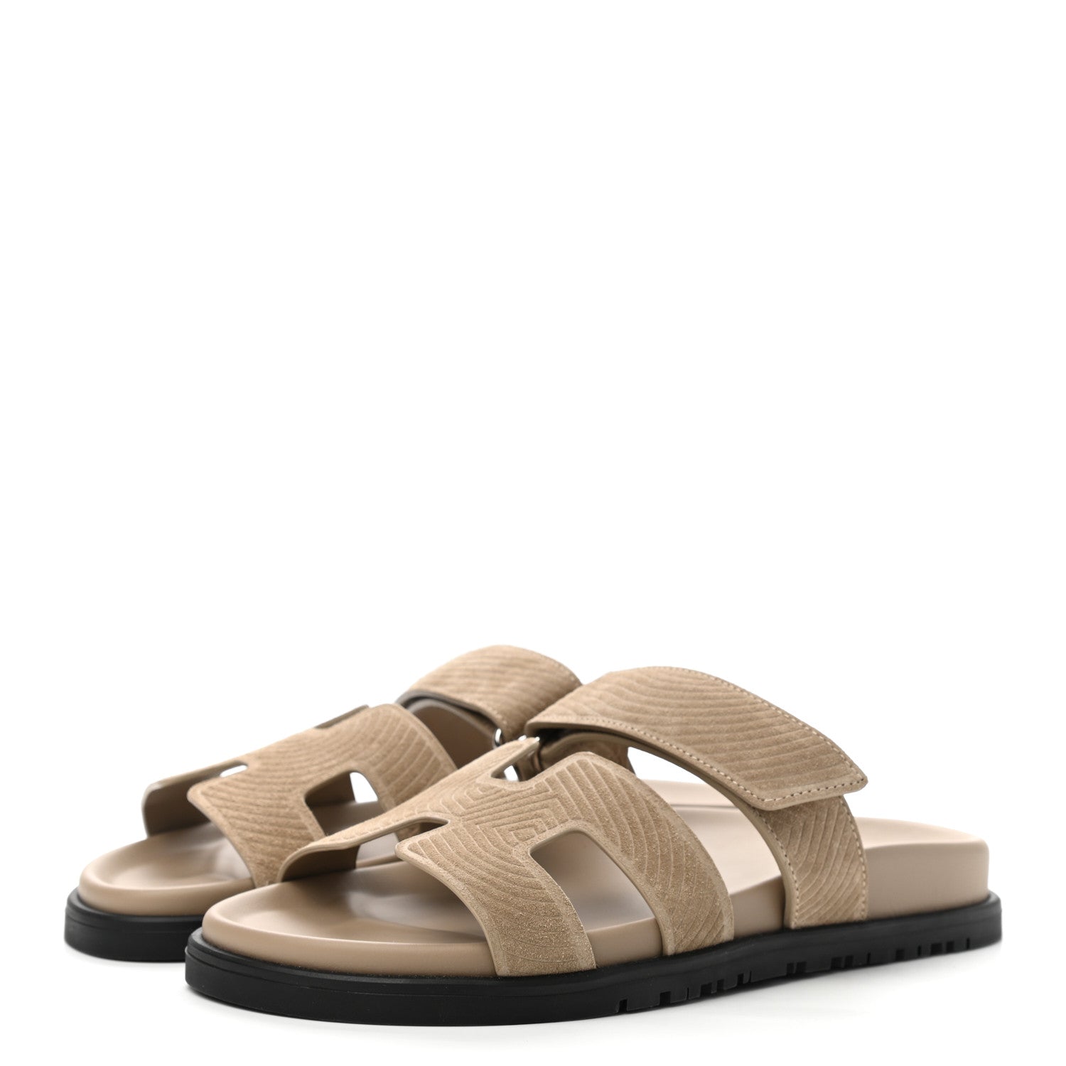 Hermes Suede Goatskin Chaine d'Ancre Womens Chypre Sandals 37 Beige Sable 4 of 10