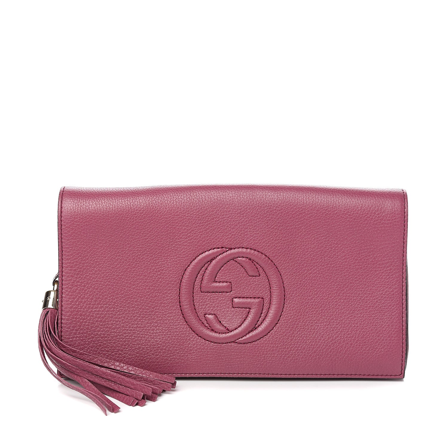 Pebbled Calfskin Medium Soho Clutch Peonia Flower