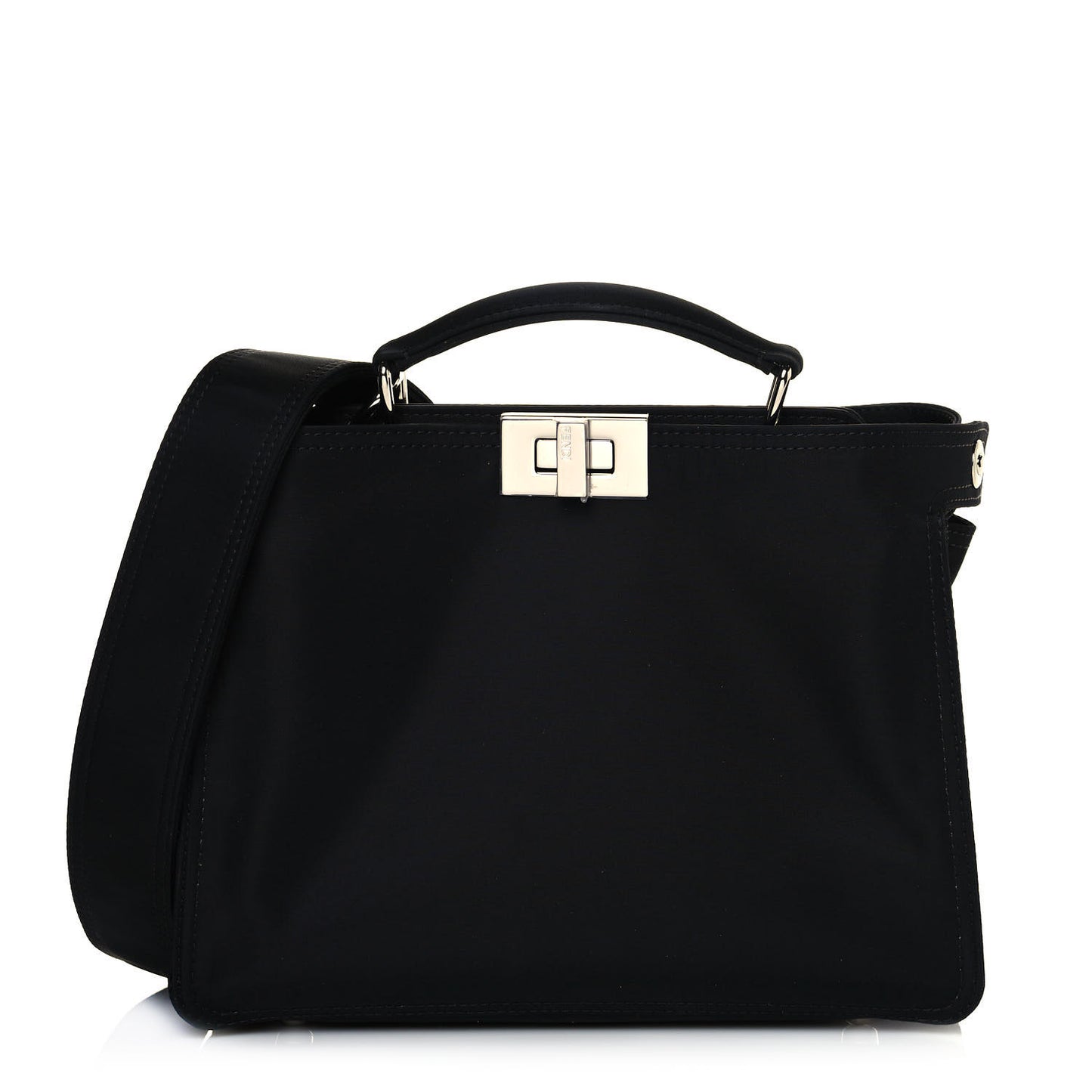Nylon Vitello Cover Logo Embossed Mini Peekaboo I SEE U Satchel Black White