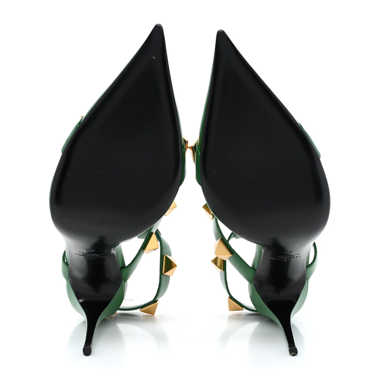 Valentino Garavani Calfskin Roman Stud Ankle Strap 100mm Pumps 40 Brilliant Green 5 of 11