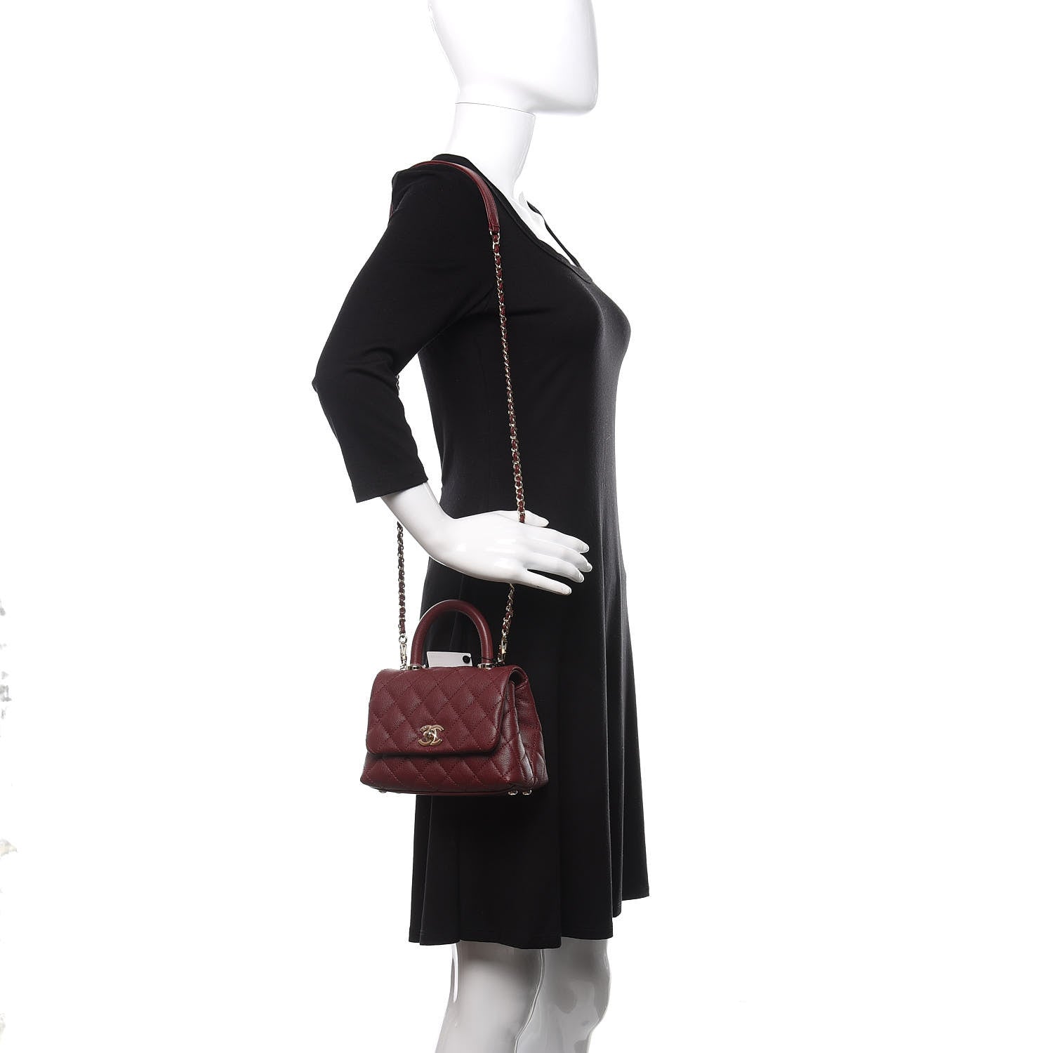 Chanel Caviar Quilted Extra Mini Coco Handle Flap Burgundy 2 of 10