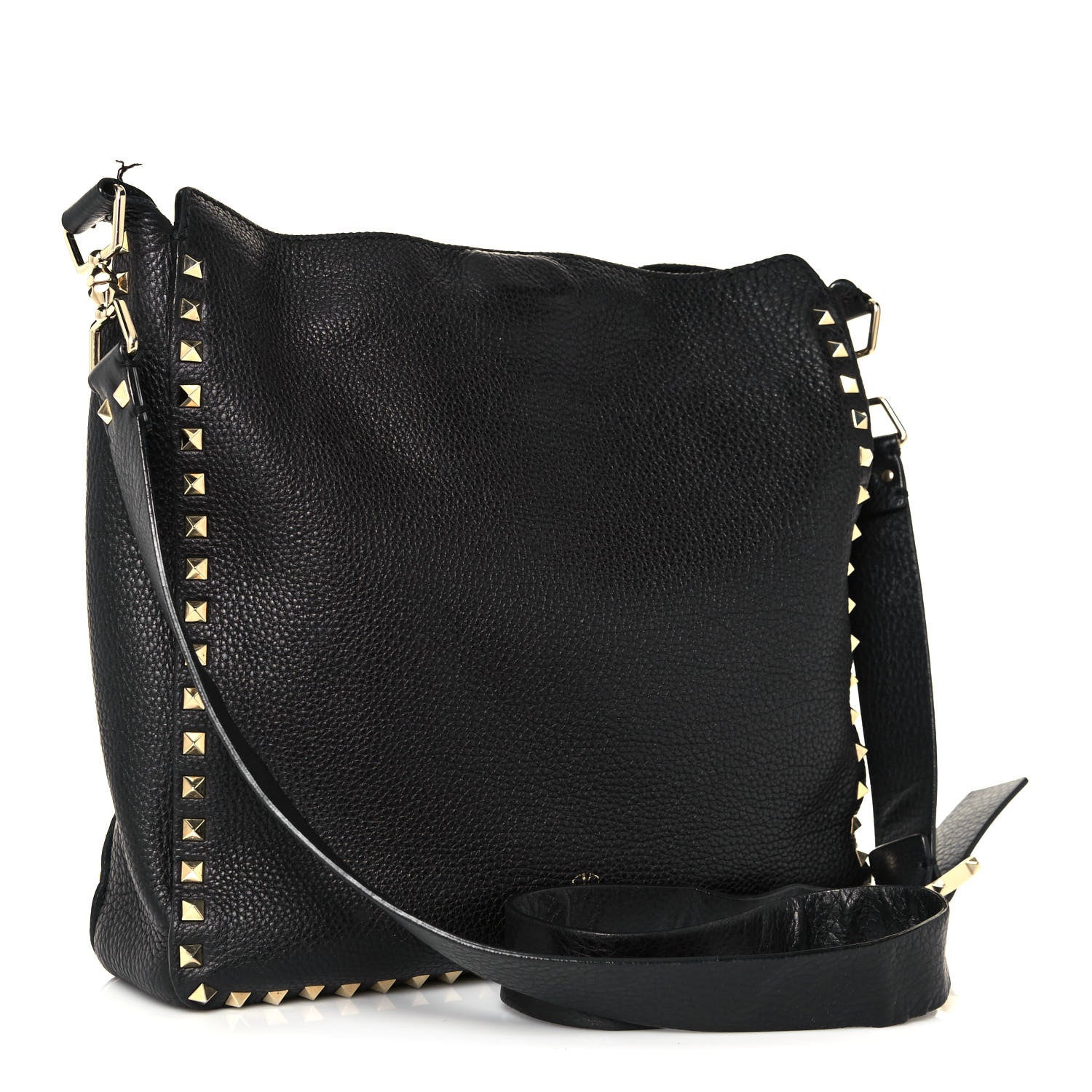 Valentino Garavani Pebbled Calfskin Large Rockstud Flip-Lock Messenger Bag Black 3 of 18