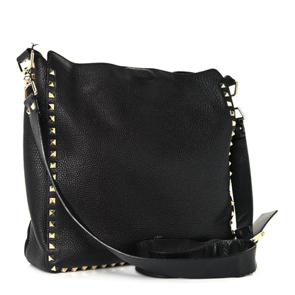 Valentino Garavani Pebbled Calfskin Large Rockstud Flip-Lock Messenger Bag Black 3 of 18