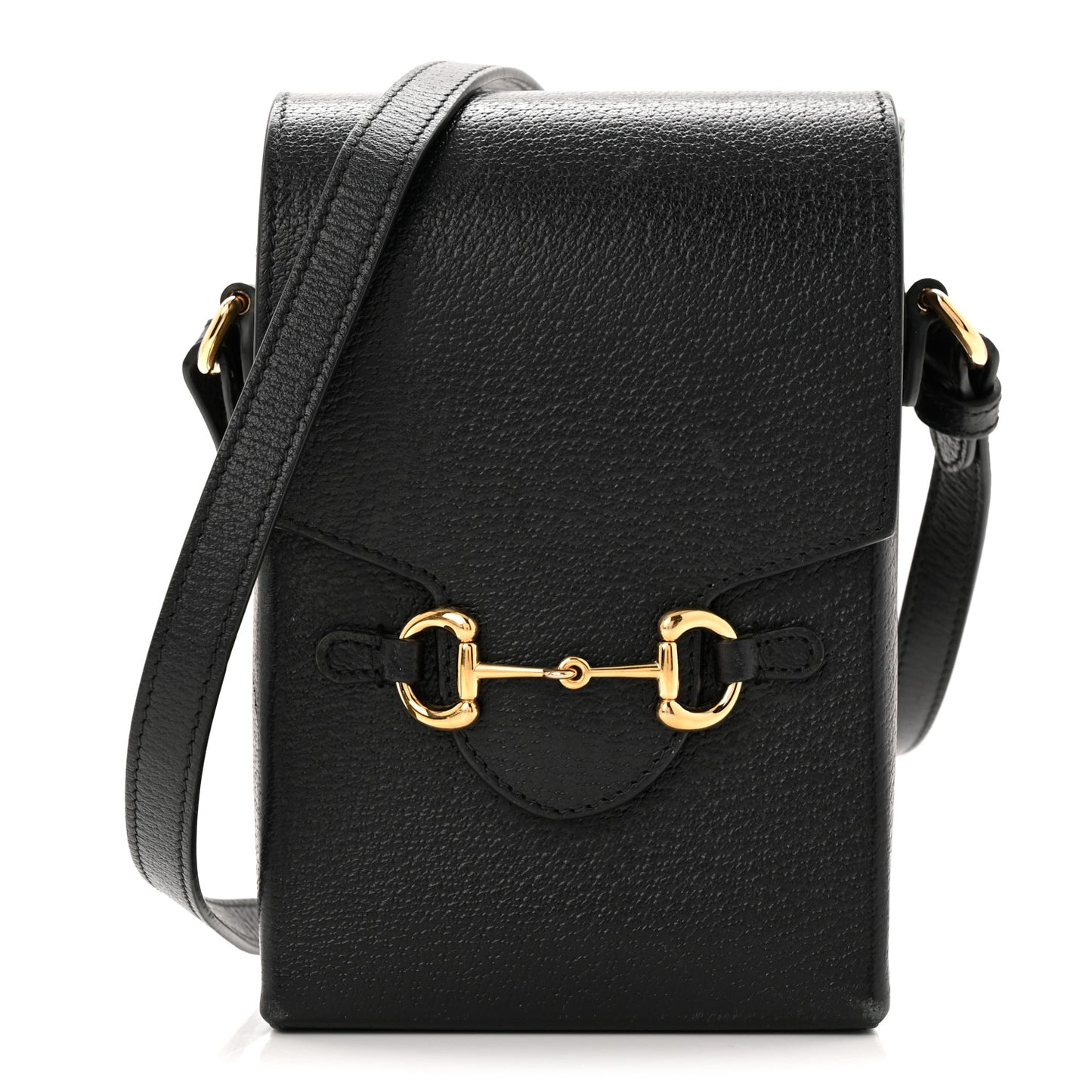 Dollar Calfskin Vertical Horsebit 1955 Crossbody Bag Black