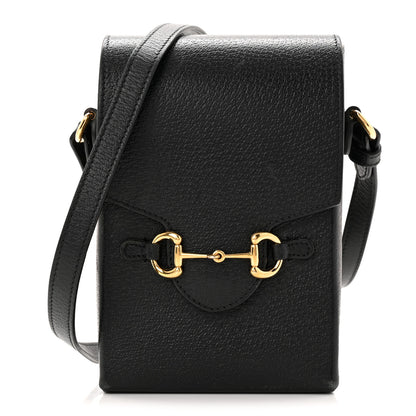 Gucci Dollar Calfskin Vertical Horsebit 1955 Crossbody Bag Black 1 of 11