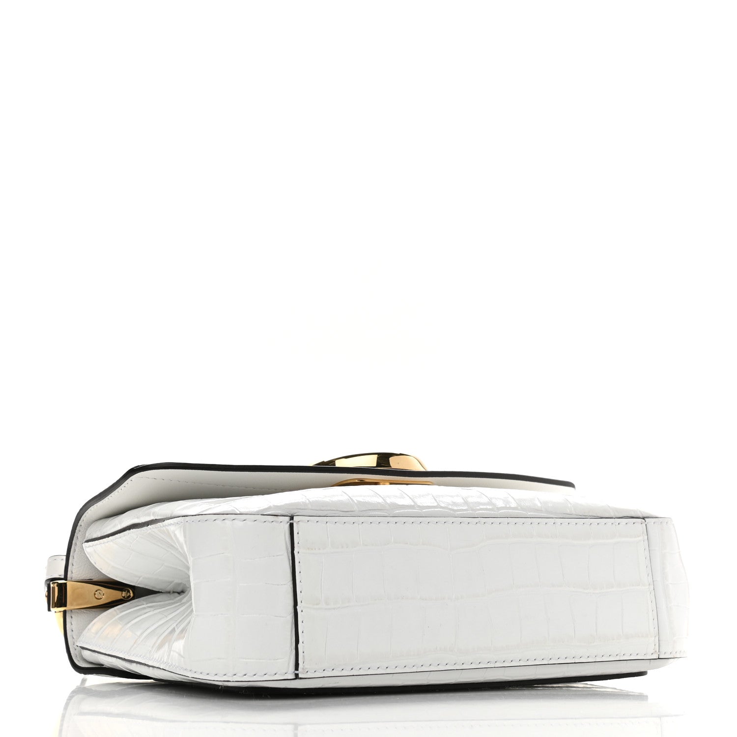 Chloe Calfskin Crocodile Embossed Small C Double Carry Brilliant White 5 of 12