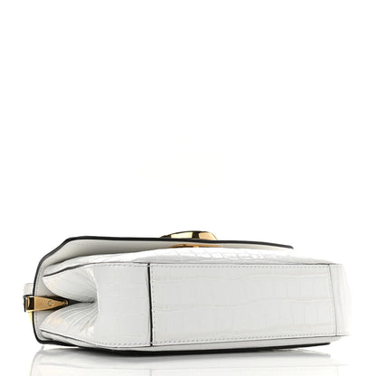 Chloe Calfskin Crocodile Embossed Small C Double Carry Brilliant White 5 of 12