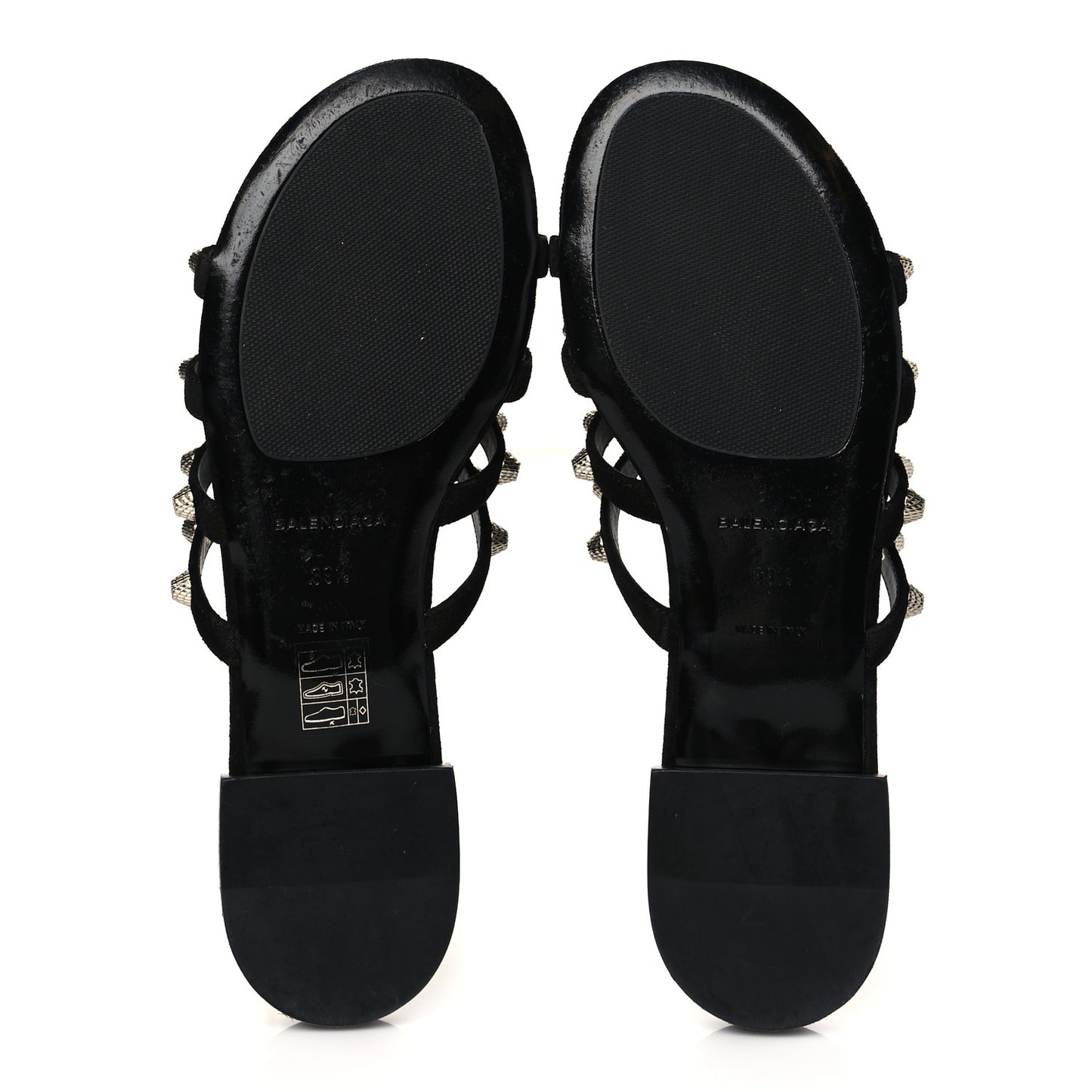 Velvet Silver Hardware Flat Cage Sandals 39.5 Black