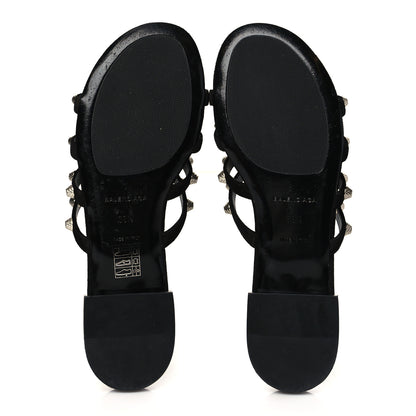 Balenciaga Velvet Silver Hardware Flat Cage Sandals 39.5 Black 5 of 9