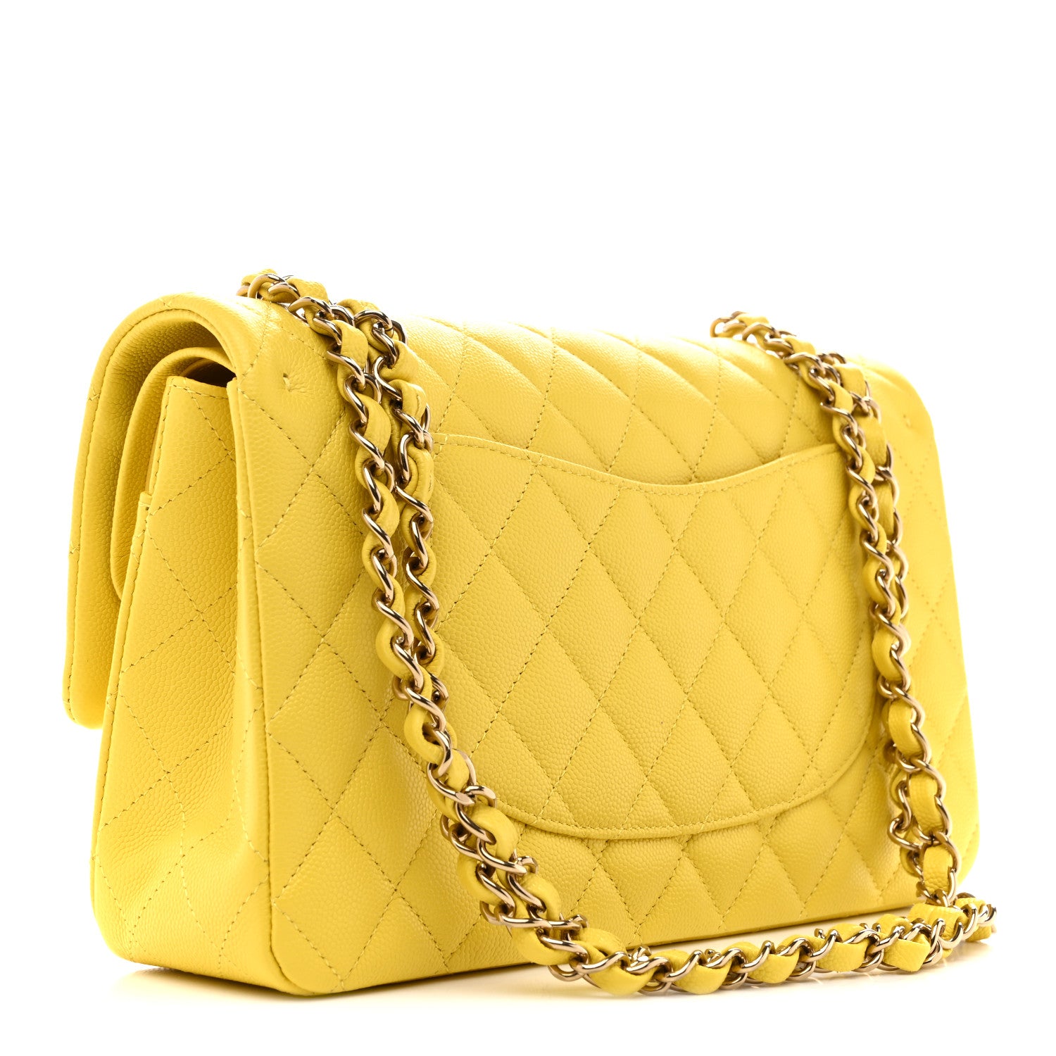 Chanel Caviar Quilted Medium Double Flap Yellow 3 of 11