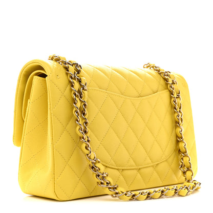 Chanel Caviar Quilted Medium Double Flap Yellow 3 of 11