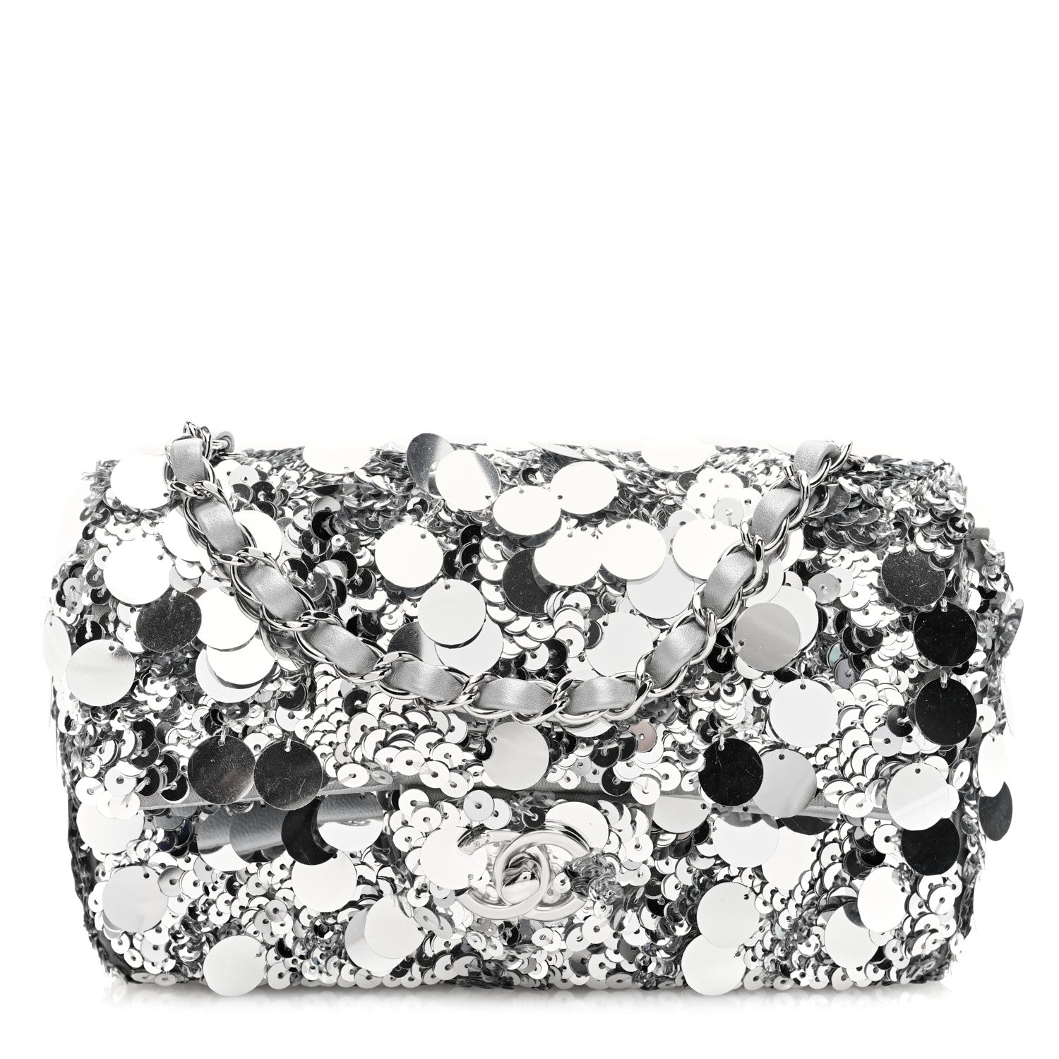 Chanel Sequin Mini Rectangular Flap Silver 1 of 10
