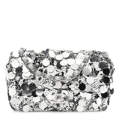 Chanel Sequin Mini Rectangular Flap Silver 1 of 10